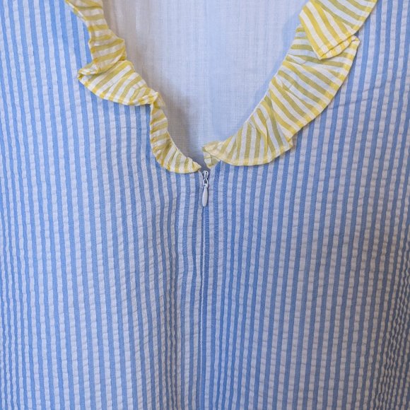 Busy Bees Smocks Striped Blue & White w/Yellow Lace Down Back Dress - 2XL NWT - Picture 6 of 7